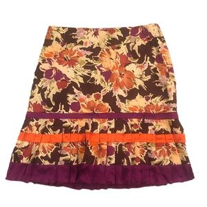 NWT Nicole Miller Collection Silk Bottom Pleated Raw Hem Floral Skirt - 8